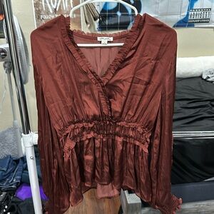 Women’s Burgundy Satin Blouse